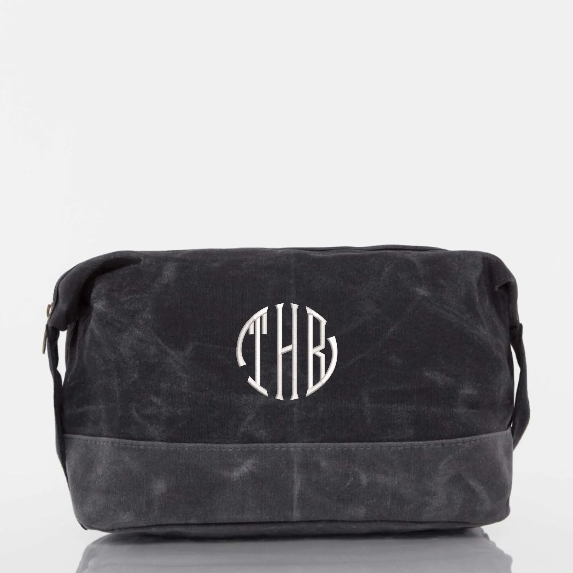 Embroidered Waxed Canvas Dopp Kit