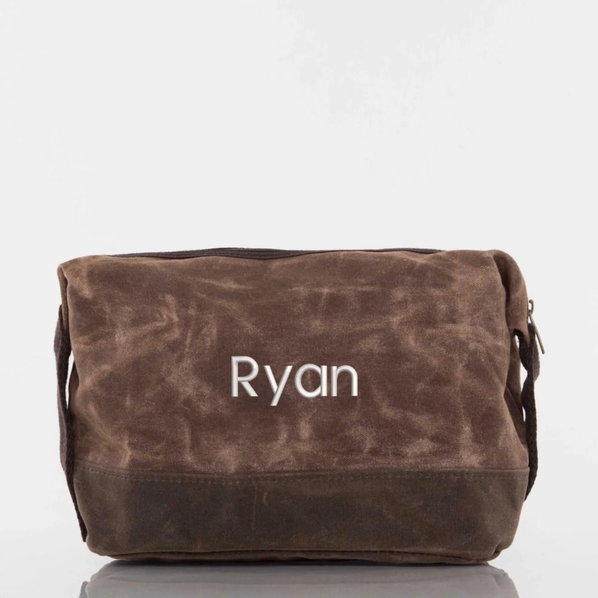 Embroidered Waxed Canvas Dopp Kit