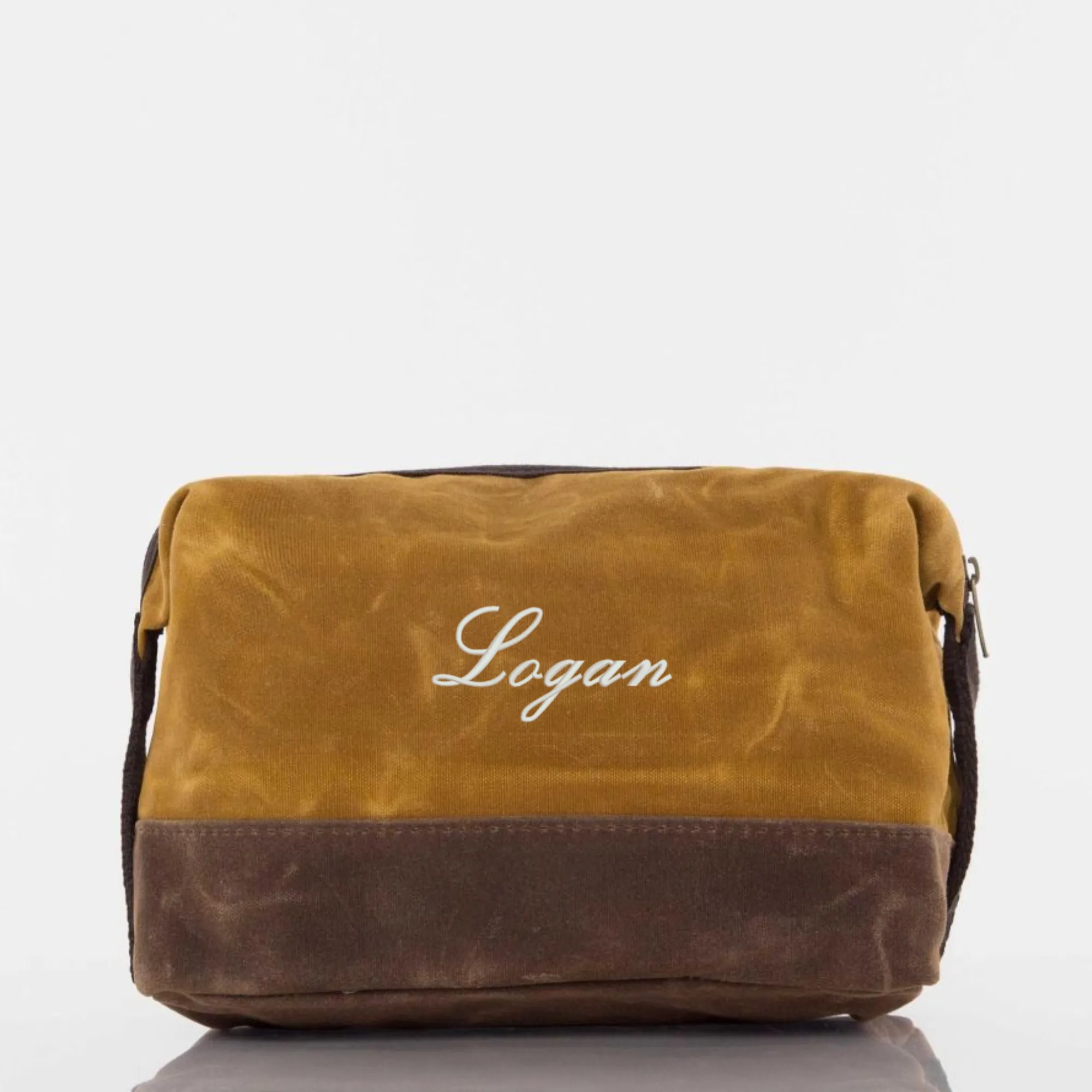 Embroidered Waxed Canvas Dopp Kit