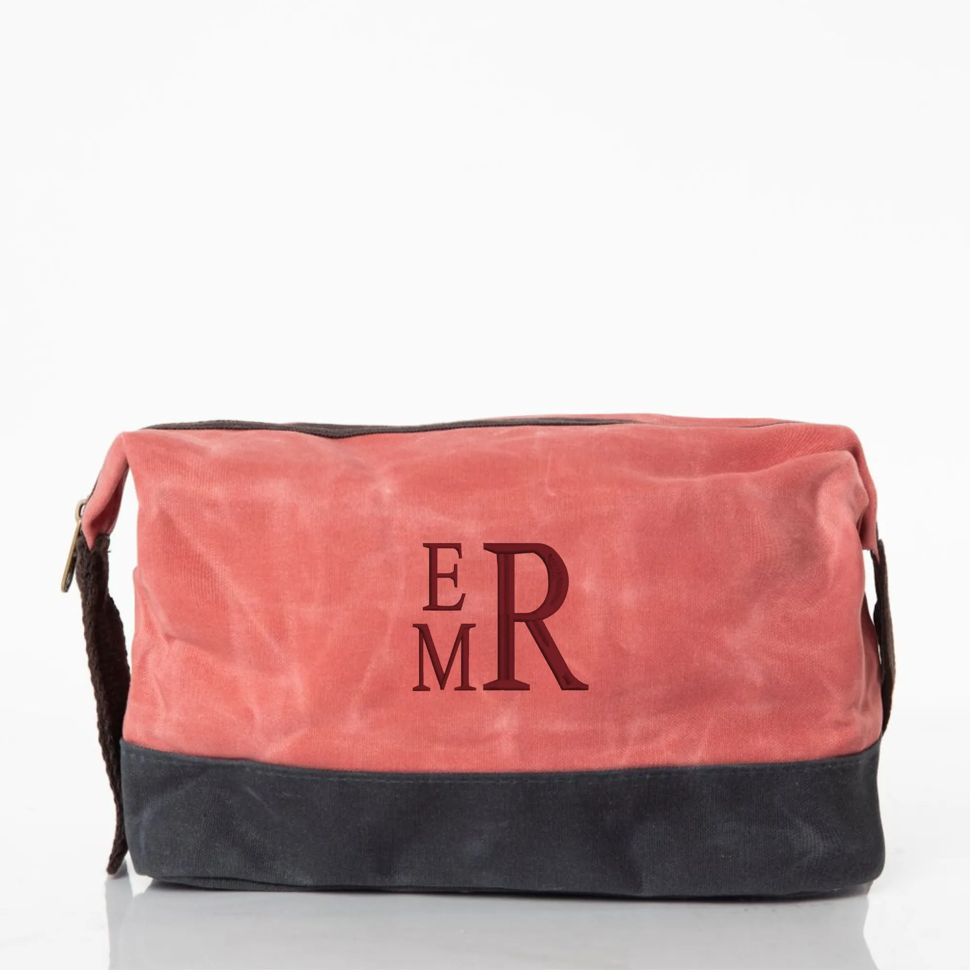 Embroidered Waxed Canvas Dopp Kit