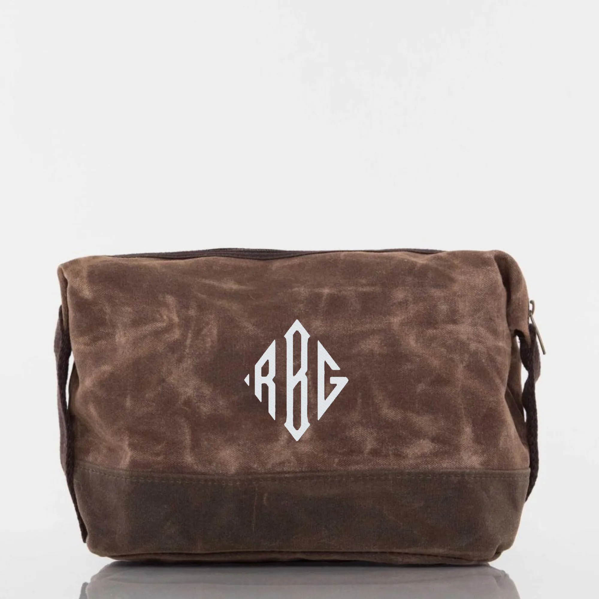 Embroidered Waxed Canvas Dopp Kit