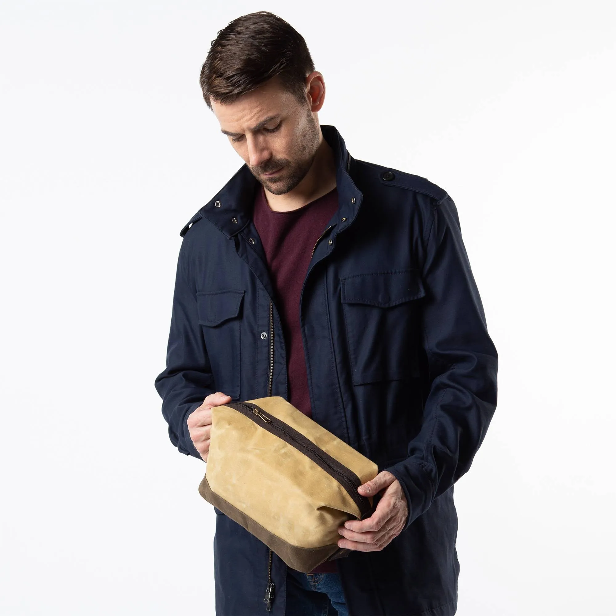 Embroidered Waxed Canvas Dopp Kit