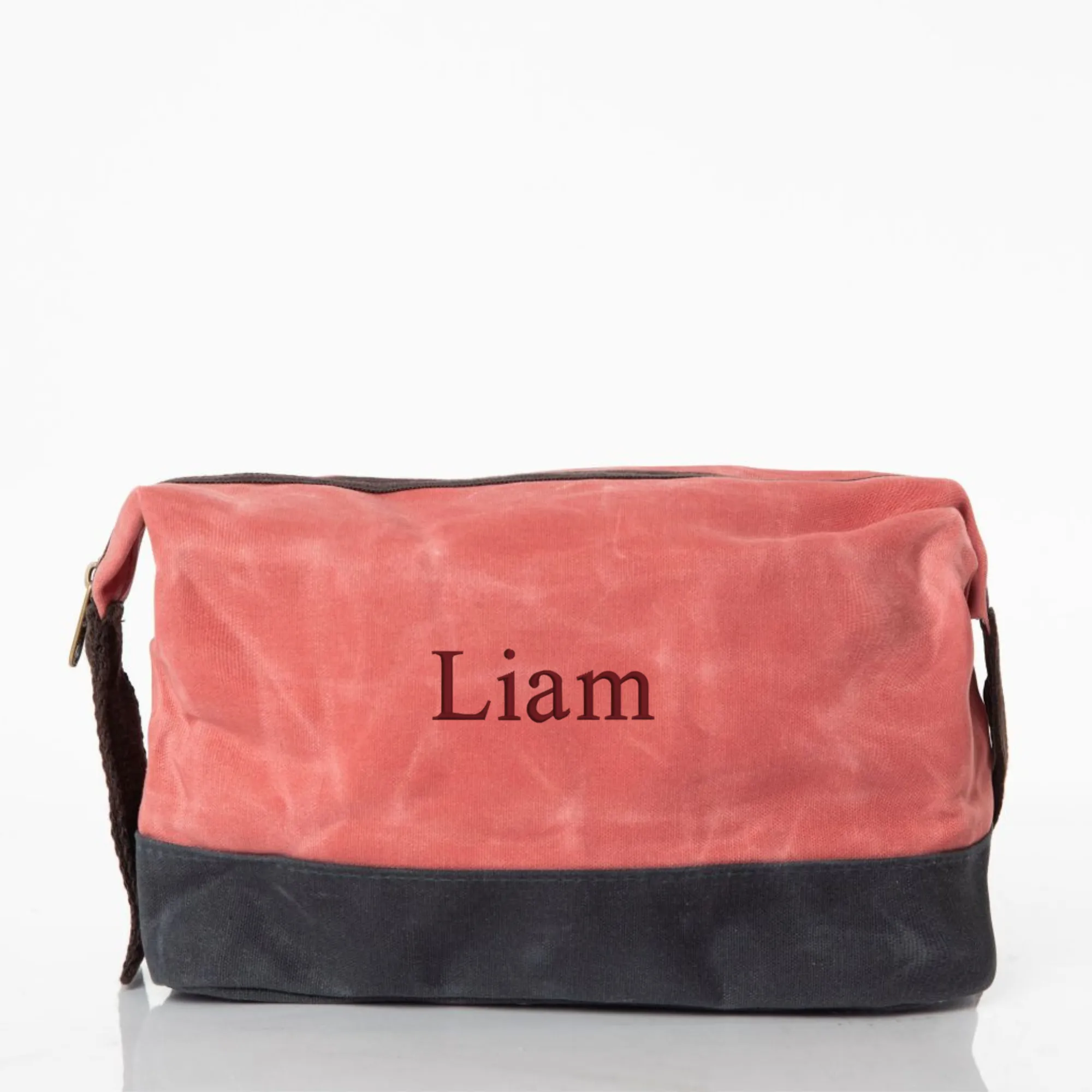 Embroidered Waxed Canvas Dopp Kit