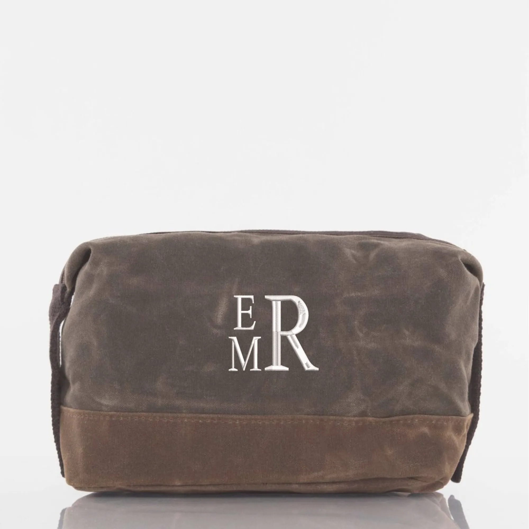 Embroidered Waxed Canvas Dopp Kit