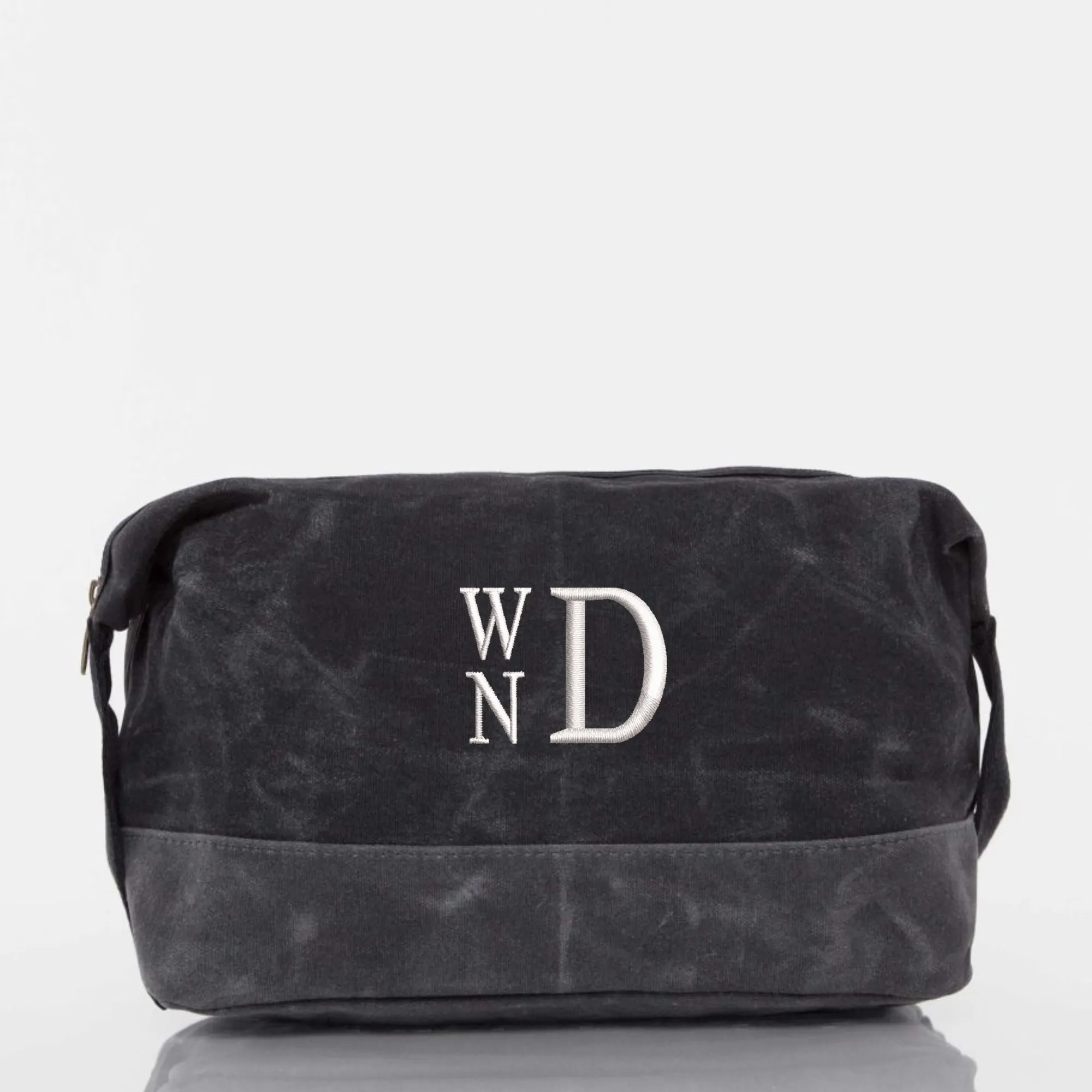 Embroidered Waxed Canvas Dopp Kit