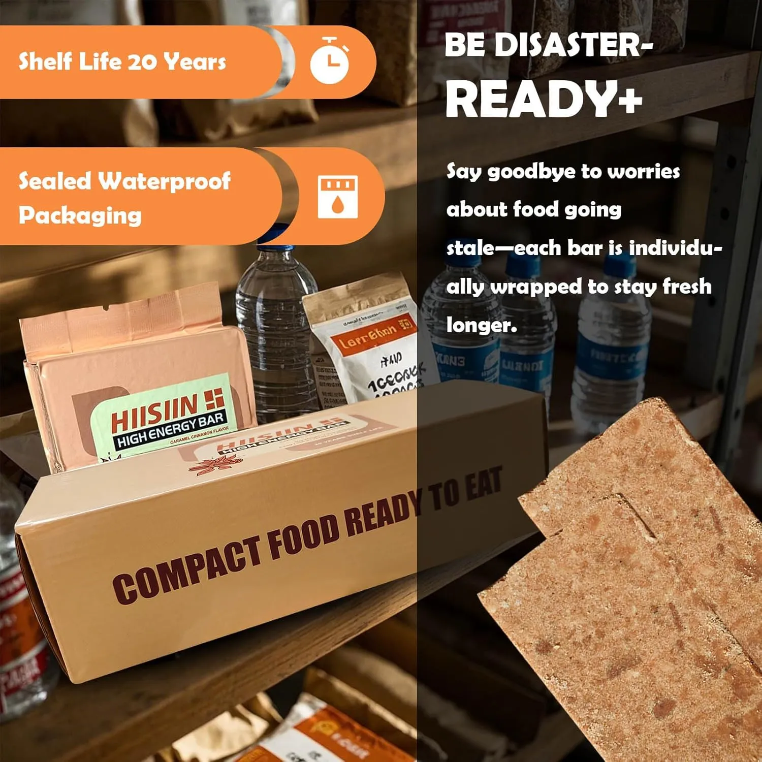 Emergency Food Ration Bars,Original Flavor Survival Food, 20 Years Long Self Life Survival Tabs Supply, Meals Military 2025 Rations Bars for Outdoor Camping Emergency Snowstorm Earthquake Disaster Preparedness Kit