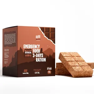 Emergency Food Supply 3-days 72 hours Chocolate Biscuit Bars MRE Meals Military 2024 Survival Kit - 20 Years Shelf Life Camping Hiking Supplies