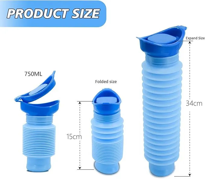 Emergency Urinal Mens Pocket Toilet, Collapsible Urinal Portable Mobile Toilet for Travel Traffic Jam and Camping 750ML