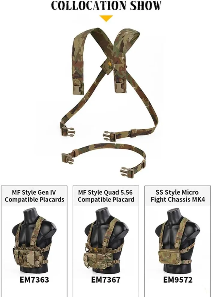 Emersongear D3CRM Chest Rig X-Harness Kit,Compatible to Various Chest Pouch