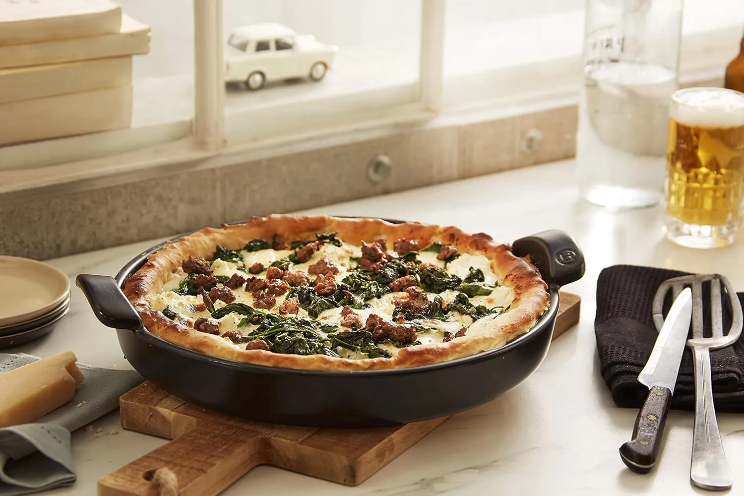 Emile Henry 12" Deep Dish Pizza Pan | Charcoal