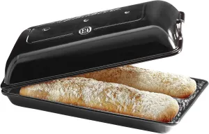 Emile Henry EH799502 Ciabatta Loaf Pan, Ceramic, Black Charcoal