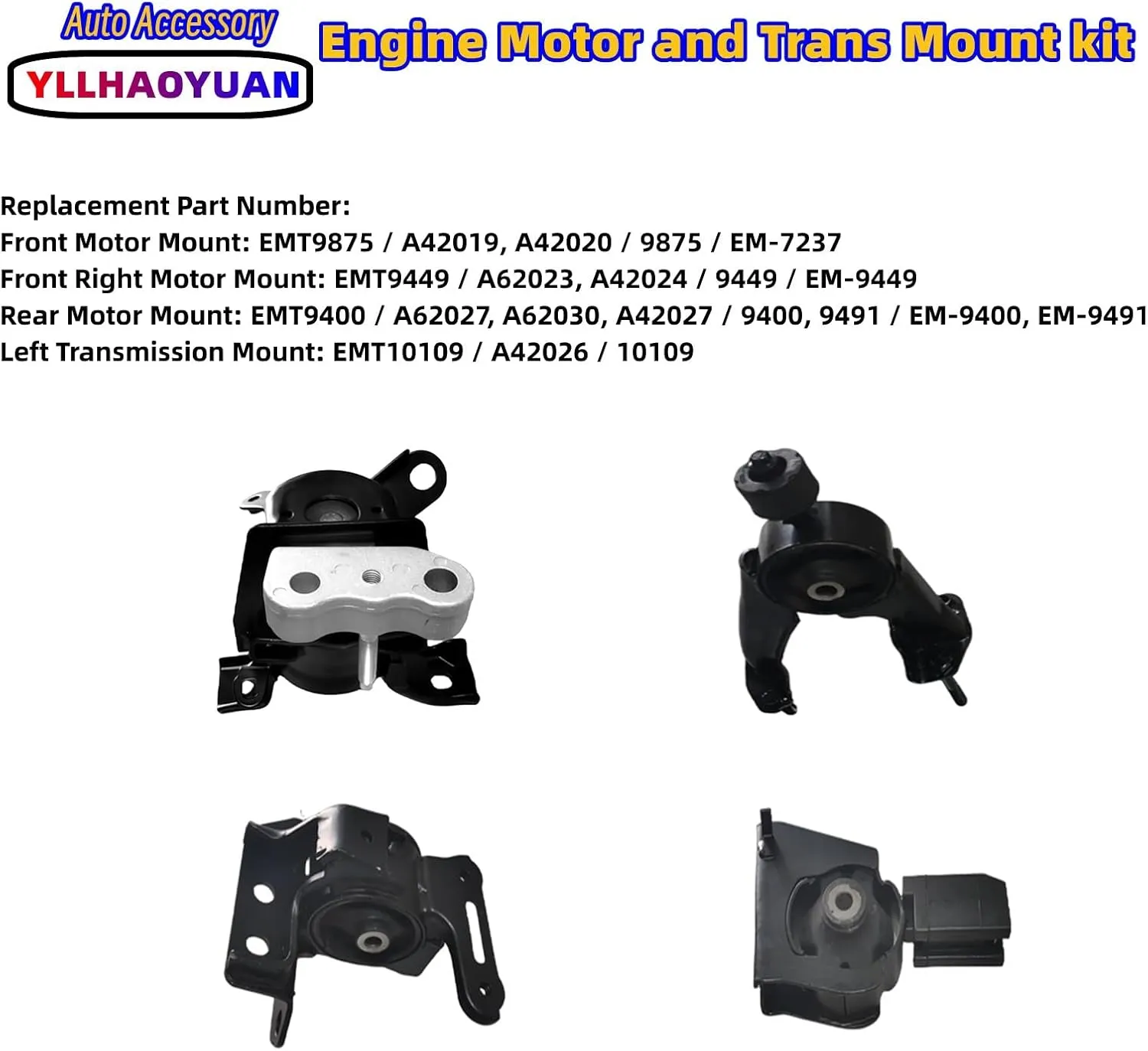 Engine Motor Mount Set Compatible with 2014 2015 2016 2017 2018 2019 Toyota Corolla 1.8L Sedan A42019 A42020 A62023 A42024 A62027 A62030 A42027 A42026