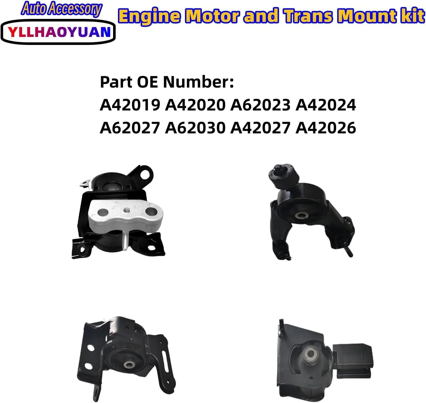 Engine Motor Mount Set Compatible with 2014 2015 2016 2017 2018 2019 Toyota Corolla 1.8L Sedan A42019 A42020 A62023 A42024 A62027 A62030 A42027 A42026