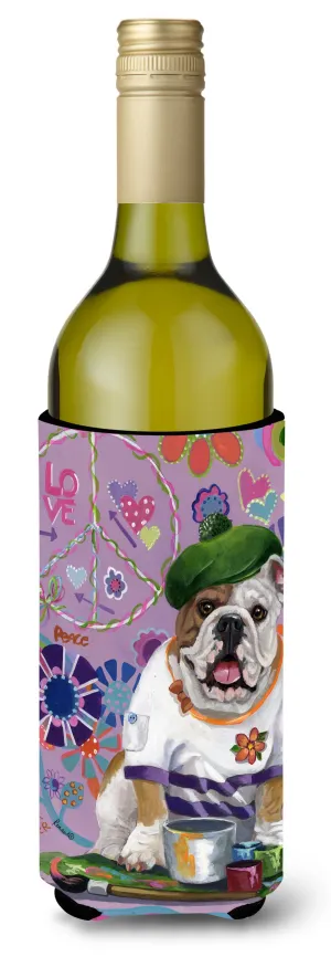 English Bulldog Flower Power Wine Bottle Hugger PPP3091LITERK