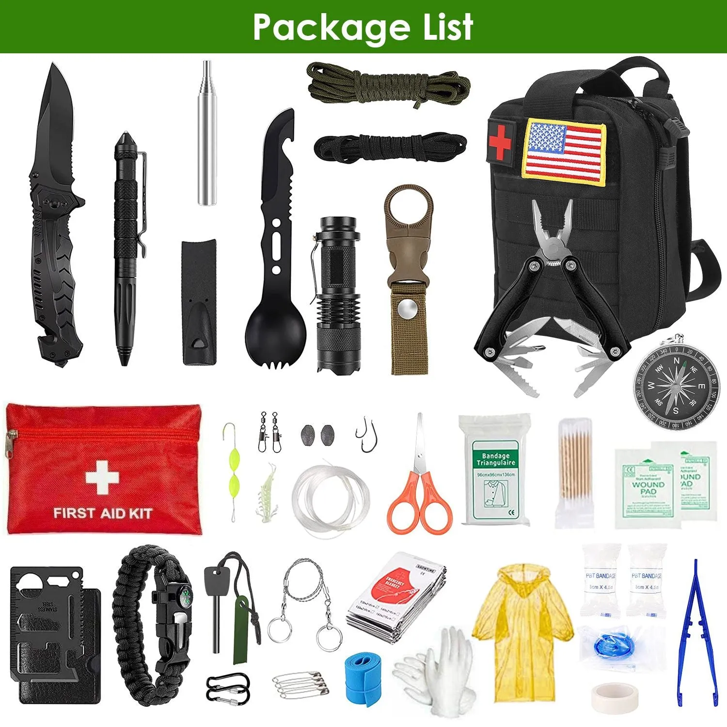 Equipment Survival Tool Reliable service Gear Survival 47Pcs EDC Kit Limited discounts Emergency