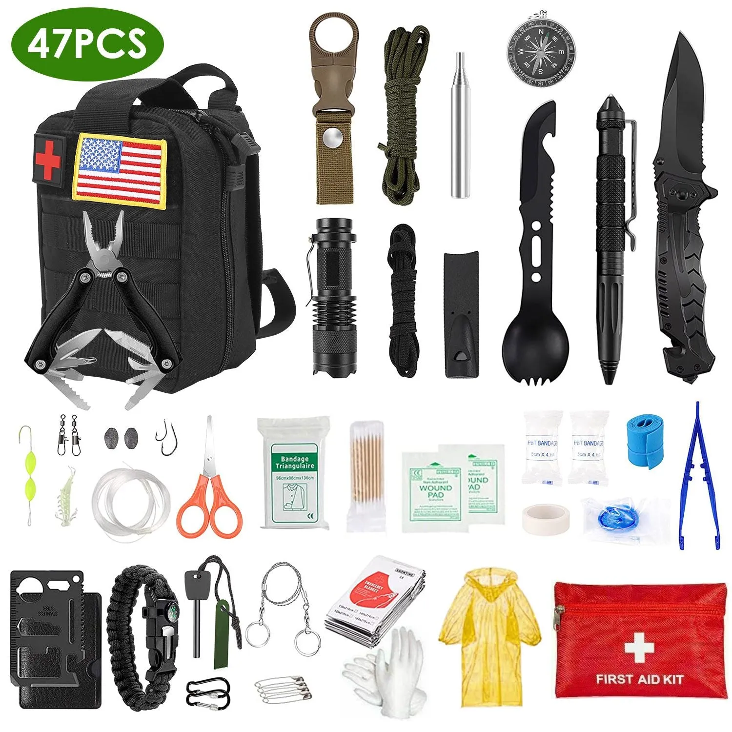 Equipment Survival Tool Reliable service Gear Survival 47Pcs EDC Kit Limited discounts Emergency