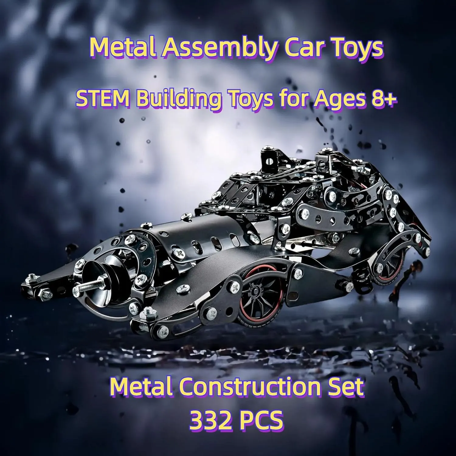 Erector Sets for Boys 332 PCS Batman Model Metal Car Building Assembly Toys STEM Vehicle Model Construction Set Car Building Educational Toy for Kids Ages 8 