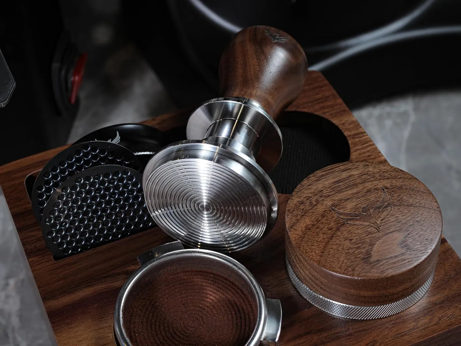 Espresso Tamper 51.5mm for La Pavoni Post Millenium Models Calibrated, Auto-Leveling and Spring Loaded Design Stainless Steel Ripple Base Coffee Tamper with 20lb / 25lb / 30lbs Replacement Springs