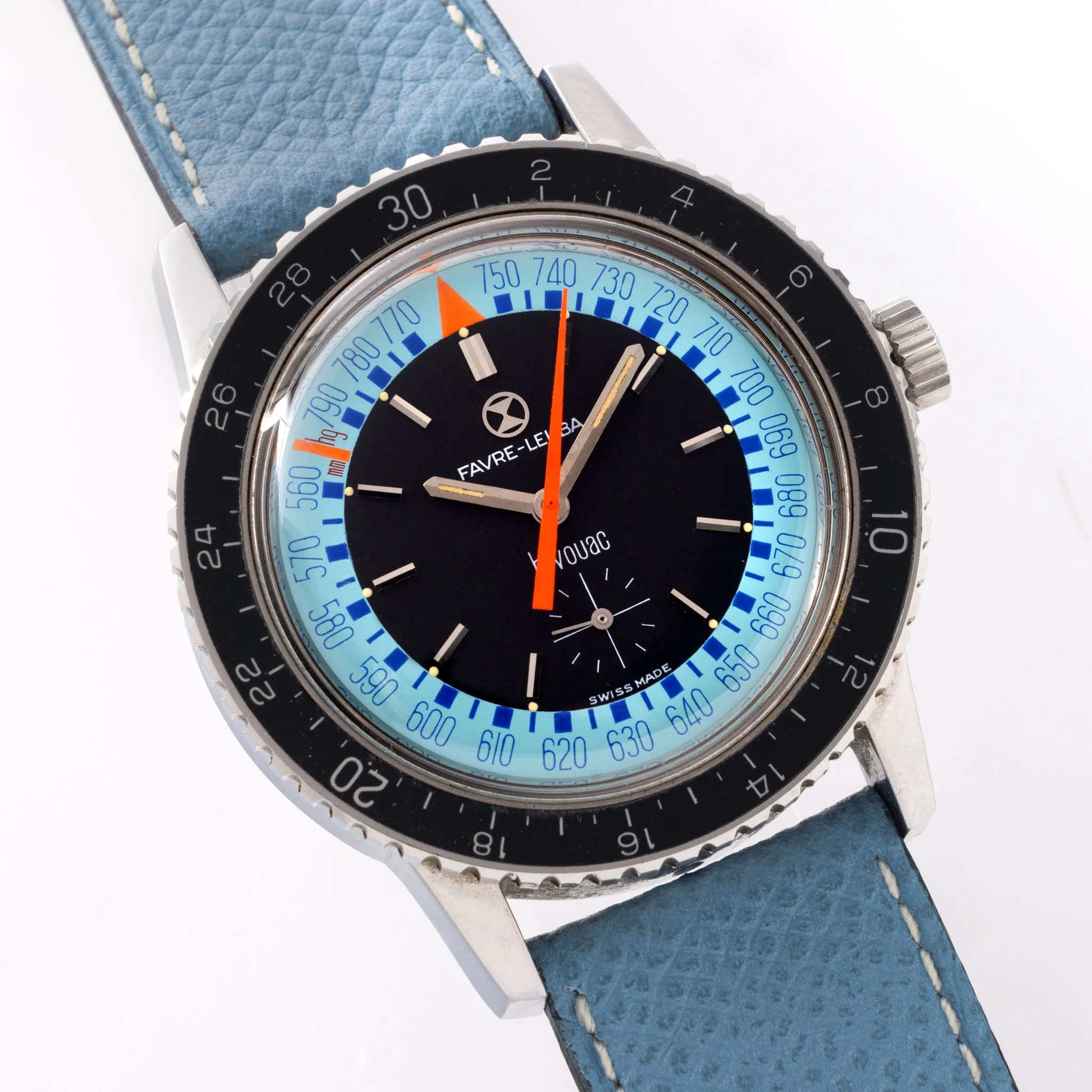 Favre Leuba Bivouac Blue Dial Altimeter Wristwatch Ref 53223