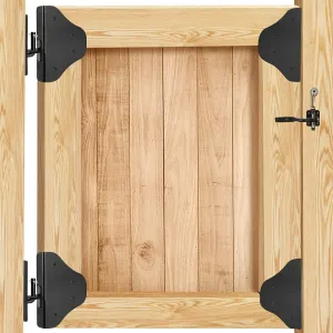 Fence Gate Kit Gate Hardware with Gate Latch - Updated 90 Degree Right Angle Gate Hinges - Anti Sag Gate Kit - Gate Corner Brace Bracket (1 Set)