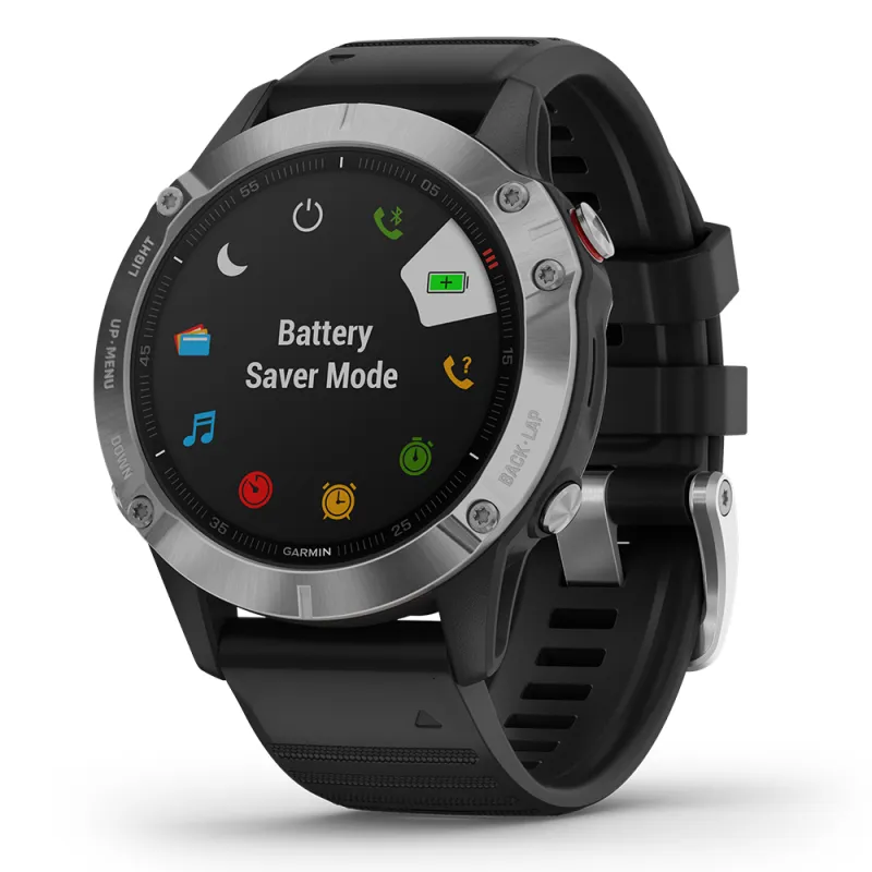 Fenix 6 Solar,Silver w/Black Band,
