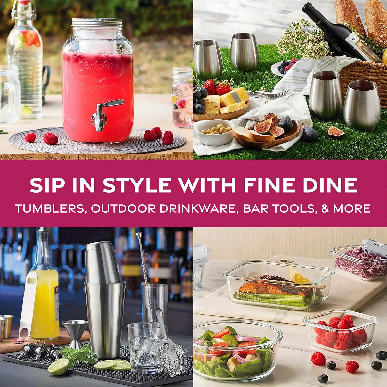 FineDine Water Bottle - Stainless Steel Insulated Water Bottle with Straw Lid, Flip Lid & Wide-Mouth Cap - Keeps Hot and Cold - 25 Oz / 739ml - Dreamy Purple