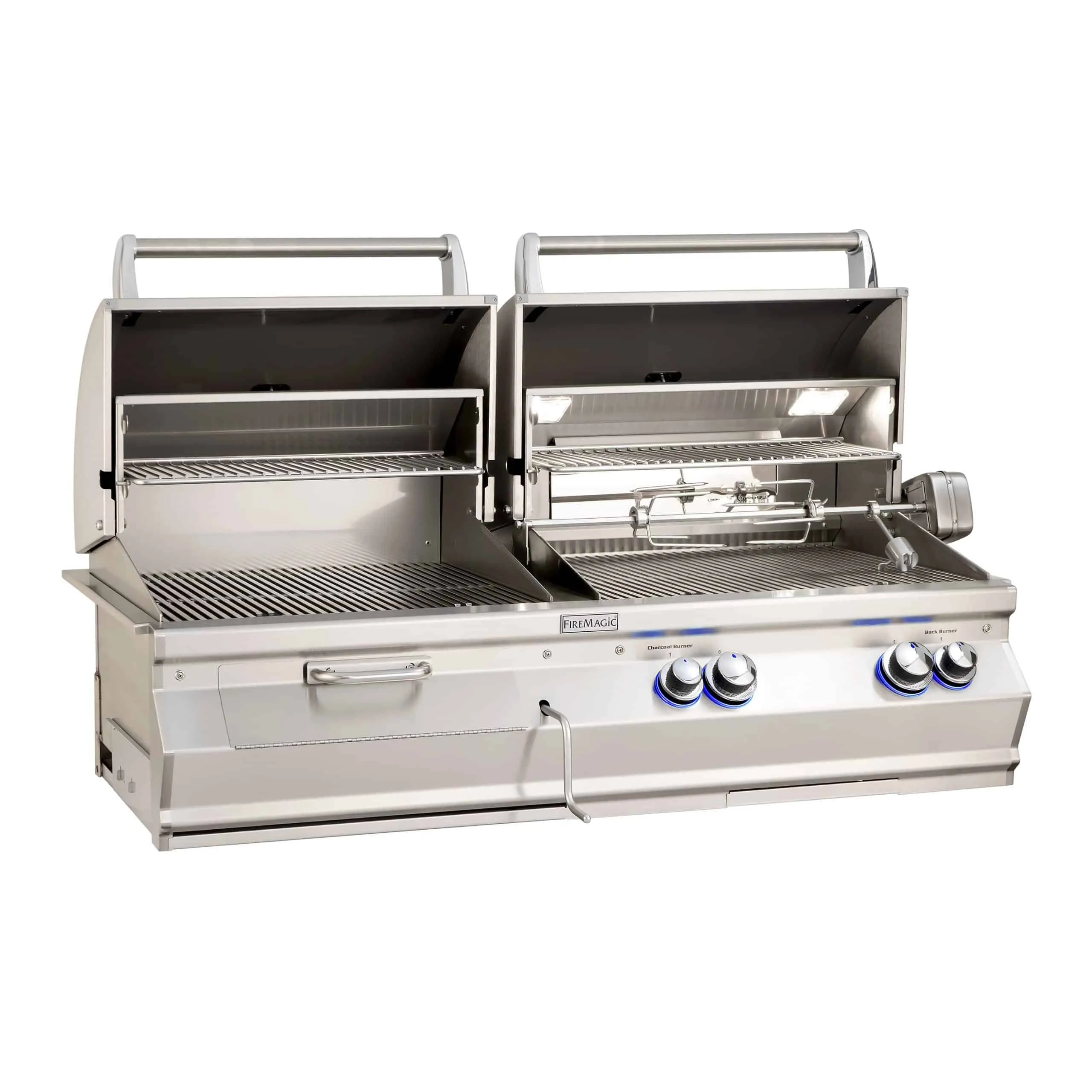 Fire Magic | Aurora A830i Built-In Gas & Charcoal Combo Grill with Analog Thermometer