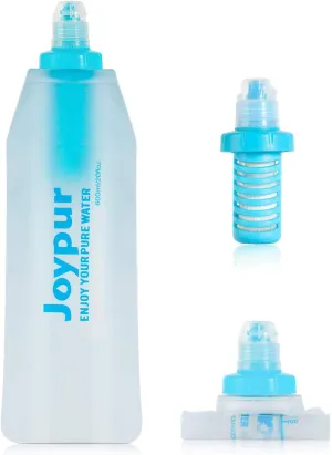 Foldable Squeeze Filtered Water Bottle - BPA Free Reusable 600-1000ml Lightweight Leak-Proof Silicone Water Bottle - Designed for Outdoor Hiking, Camping, Gym and Backpacking