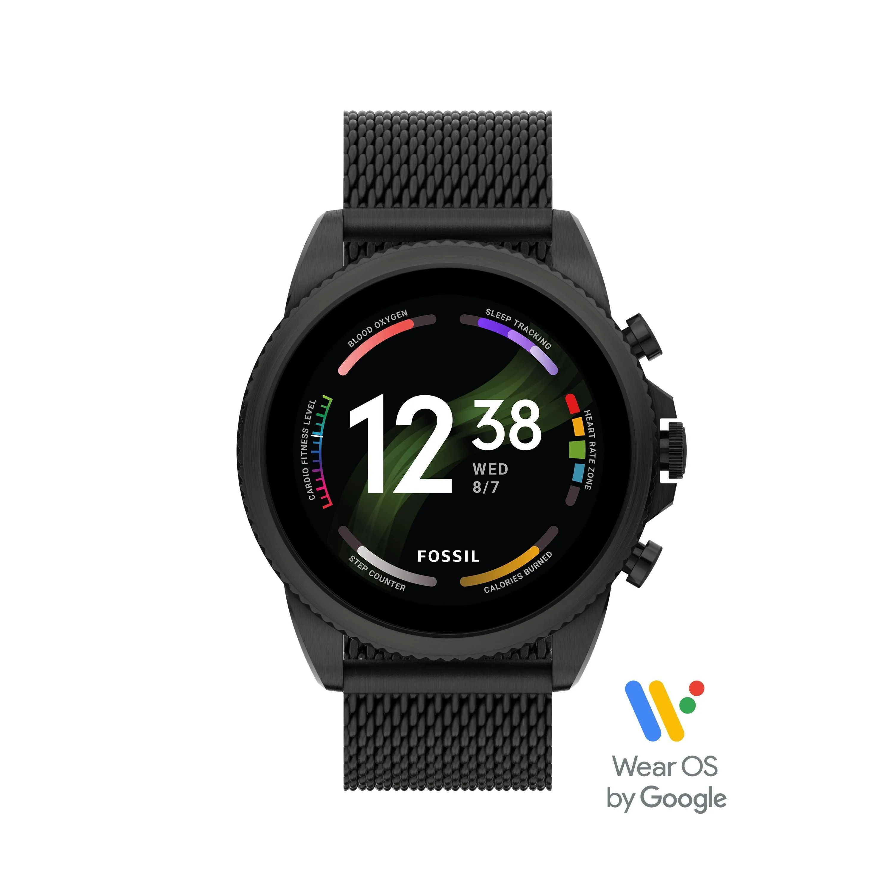 Fossil Smartwatch Gen 6 watch with black steel jersey bracelet ftw4066