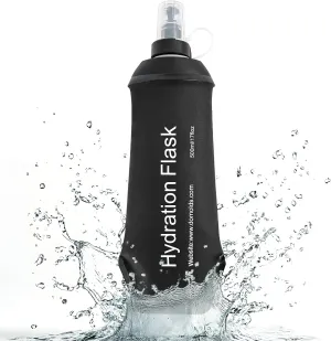 FR 500ml Soft Flask, Collapsible Soft Water Bottle for Hydration Packs - Running & Hiking Folding Water Bottle （Black）