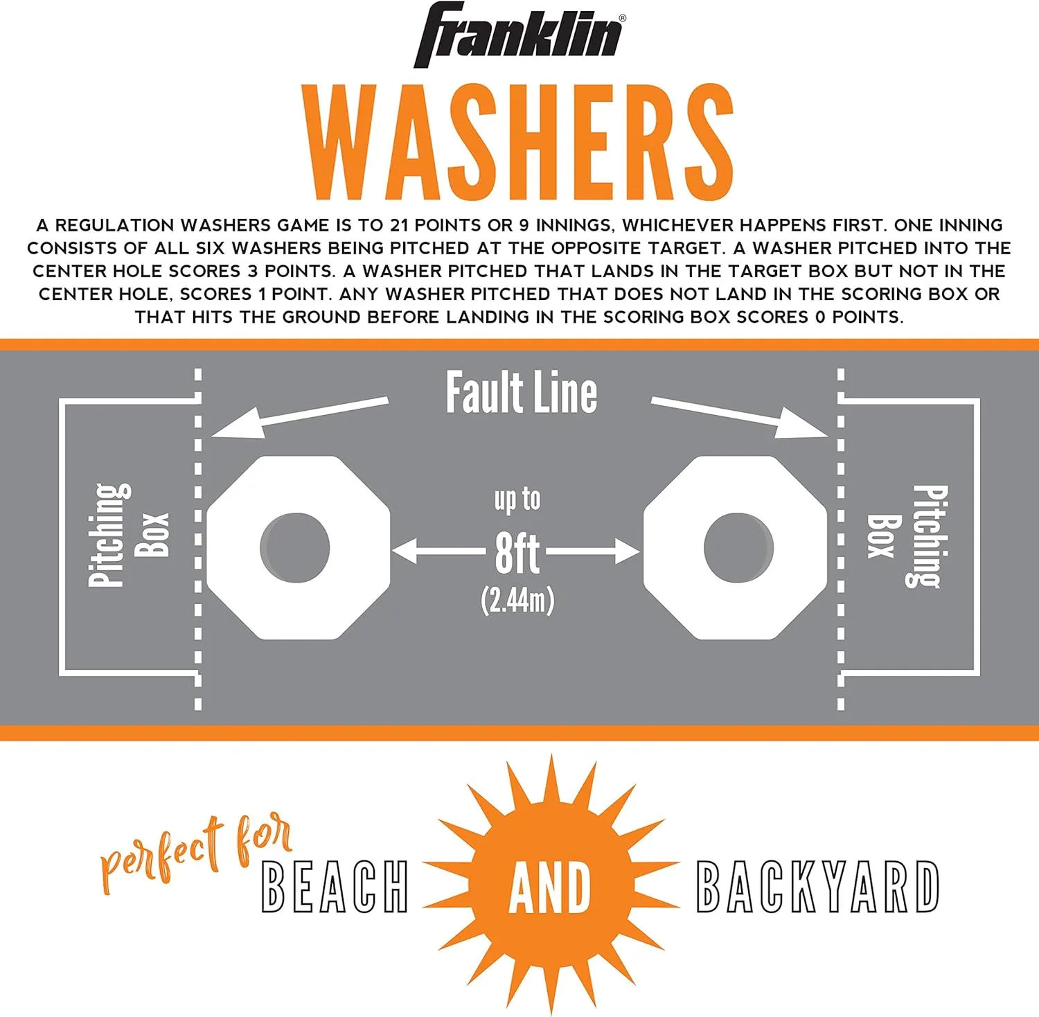 Franklin Sports Washer Toss Game Set - Outdoor Washers Set with Targets   Washers - Perfect for Lawn, Beach   More - Classic Outside   Tailgate Game