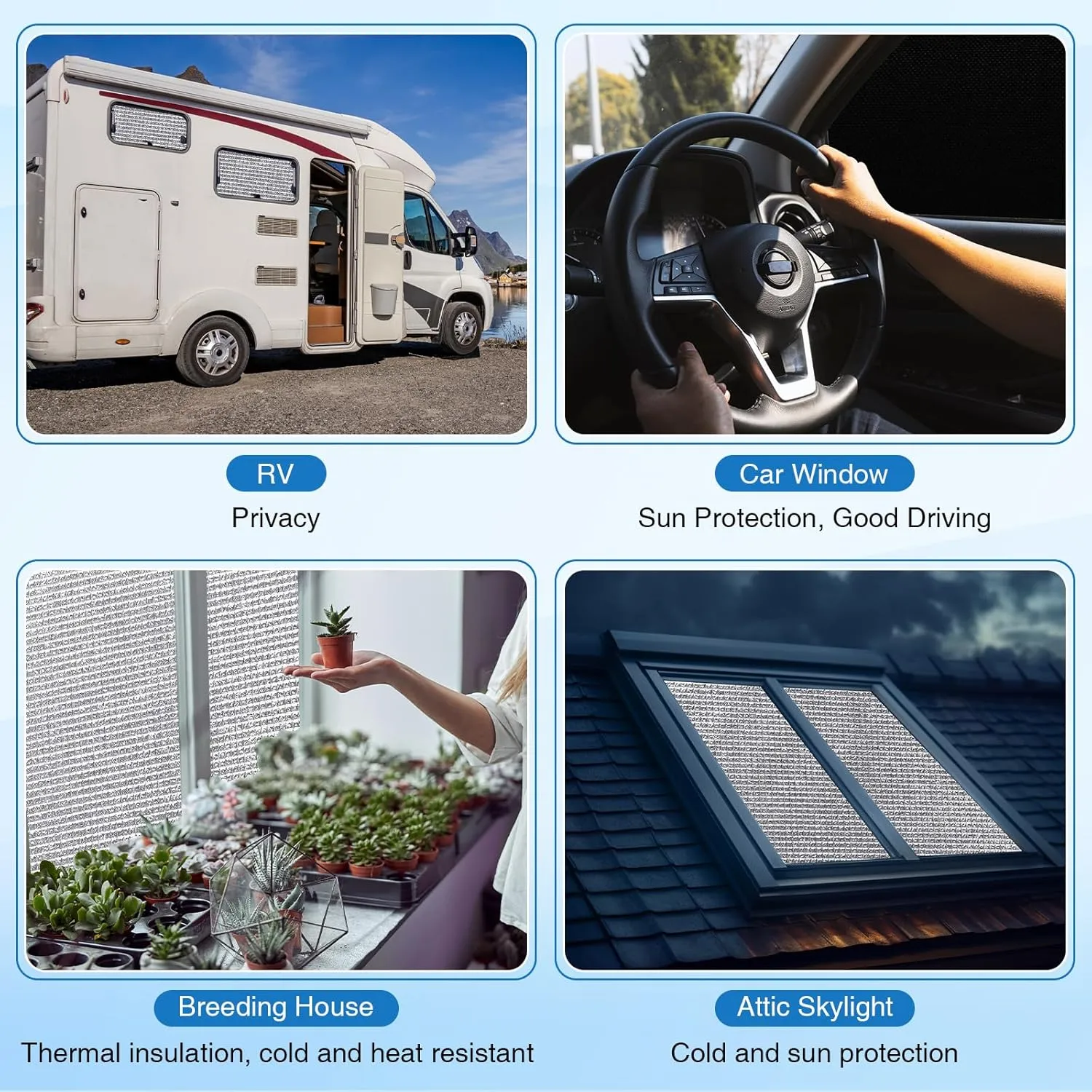 Frienda Double RV Door Window Shade Cover Blackout Reflective Insulation Roll 78 x 40Inches Aluminum Foil Insulation Kit for RV Garage Roof Door Window Skylight Shade(Black)