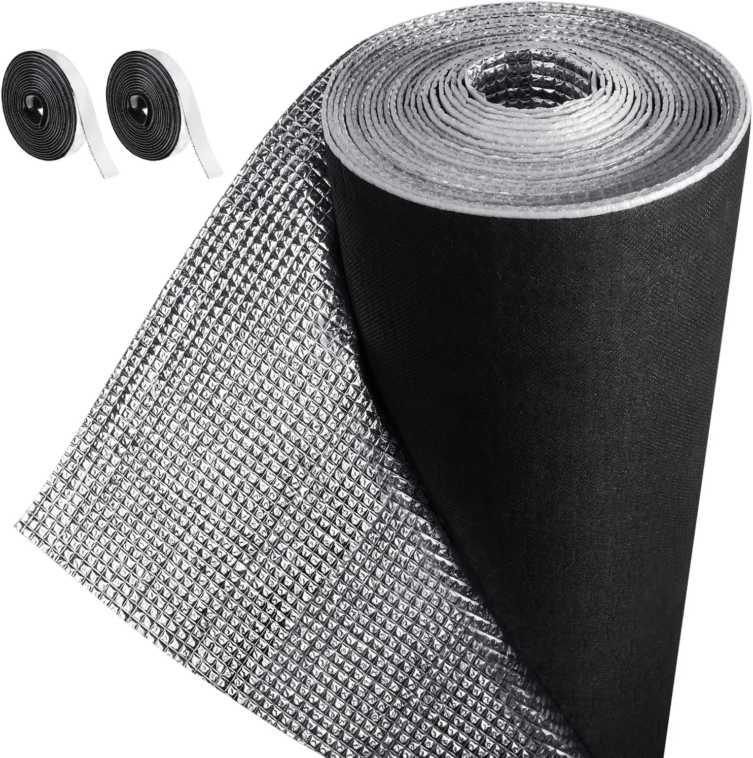 Frienda Double RV Door Window Shade Cover Blackout Reflective Insulation Roll 78 x 40Inches Aluminum Foil Insulation Kit for RV Garage Roof Door Window Skylight Shade(Black)