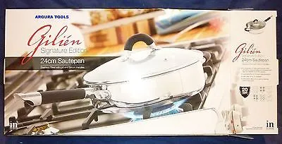FRYING PAN , SAUTEPAN, STAINLESS STEEL 24cm WITH GLASS LID - NEW IN BOX.