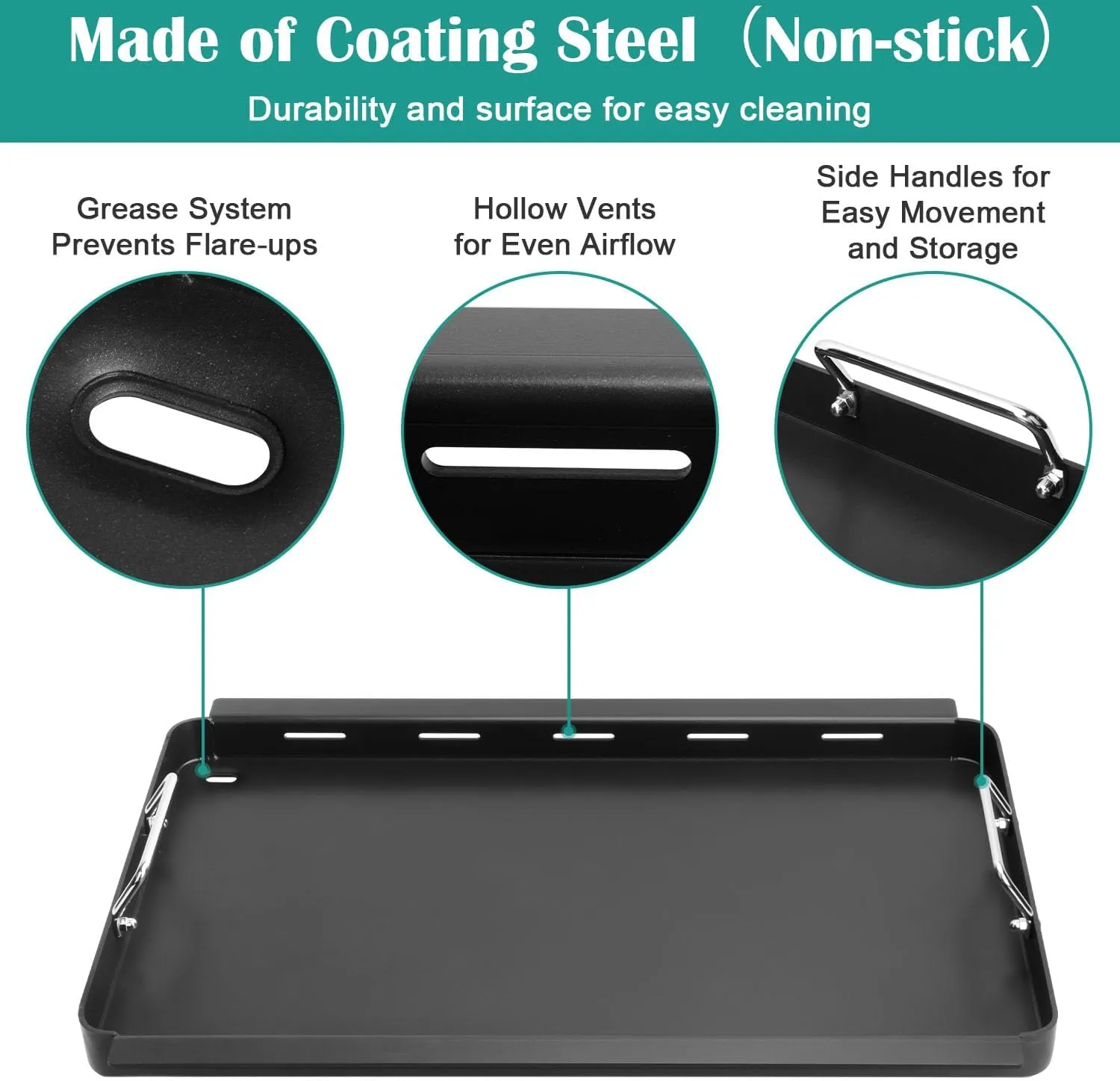 Full-Size Griddle Inserts for Charbroil Commercial Infrared 3 Burner, Flat Top Plate for Charbroil 466242515 466242615 463243016 463367516 463367016 466242516 Replace for G466-0025-W1A Grates