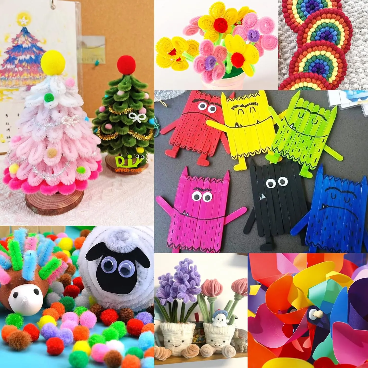 FUNZBO Arts and Crafts Supplies for Kids - Craft Kit with Glitter Glue Stick, Pipe Cleaners Pom Poms Craft & Craft Tools, DIY School Supplies Kit, Girls Toys, Birathday Gifts for Girls Boys Age 4 