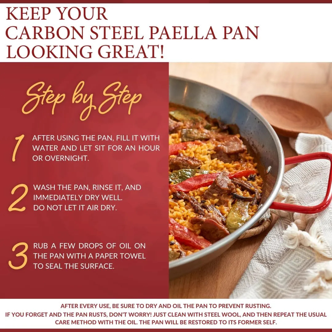 Garcima 15-Inch Carbon Steel Paella Pan, 38cm