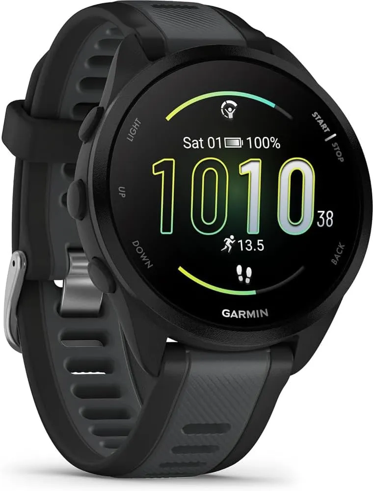 Garmin 010-02863-30 Forerunner 165 Music Smart Sport Watch, Black   Slate Gray | Official USA Partner Model | Bundle with Deco Essentials 2-Pack Screen Protector   Fitness & Wellness Suite