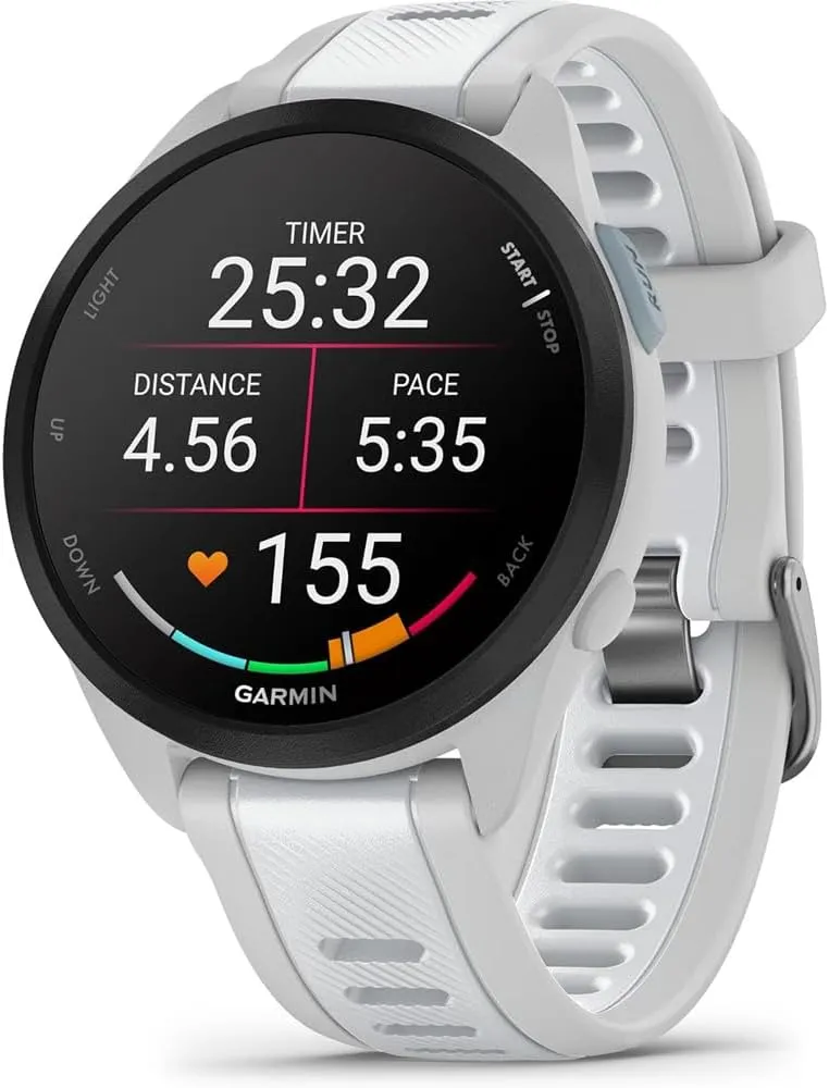 Garmin 010-02863-31 Forerunner 165 Music Smart Sport Watch, Mist Gray   Whitestone | Official USA Partner Model | Bundle with 2 YR CPS Enhanced Protection Pack