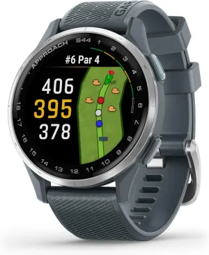 Garmin Approach® S44, Essential Golf GPS Smartwatch, AMOLED Display, On-Course Features, Silver Aluminum Bezel with Twilight Silicone Band