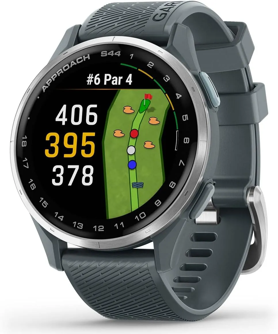 Garmin Approach S44 (Silver/Twilight) Golf GPS Smartwatch Bundle - 1.2" AMOLED Display, On-Course Features & 15H Battery Life with PlayBetter Screen Protectors & 5000mAh Portable Charger