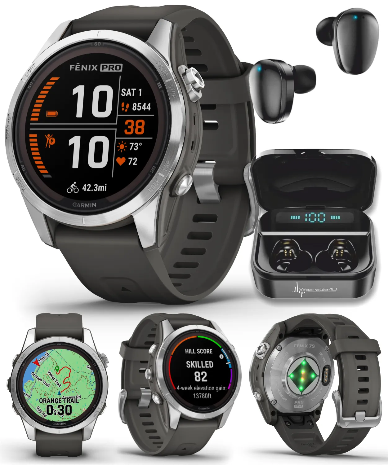 Garmin Fenix 7 Pro Solar Series Multisport GPS 42/47/51 mm Smartwatch | Wearable4U Bundle