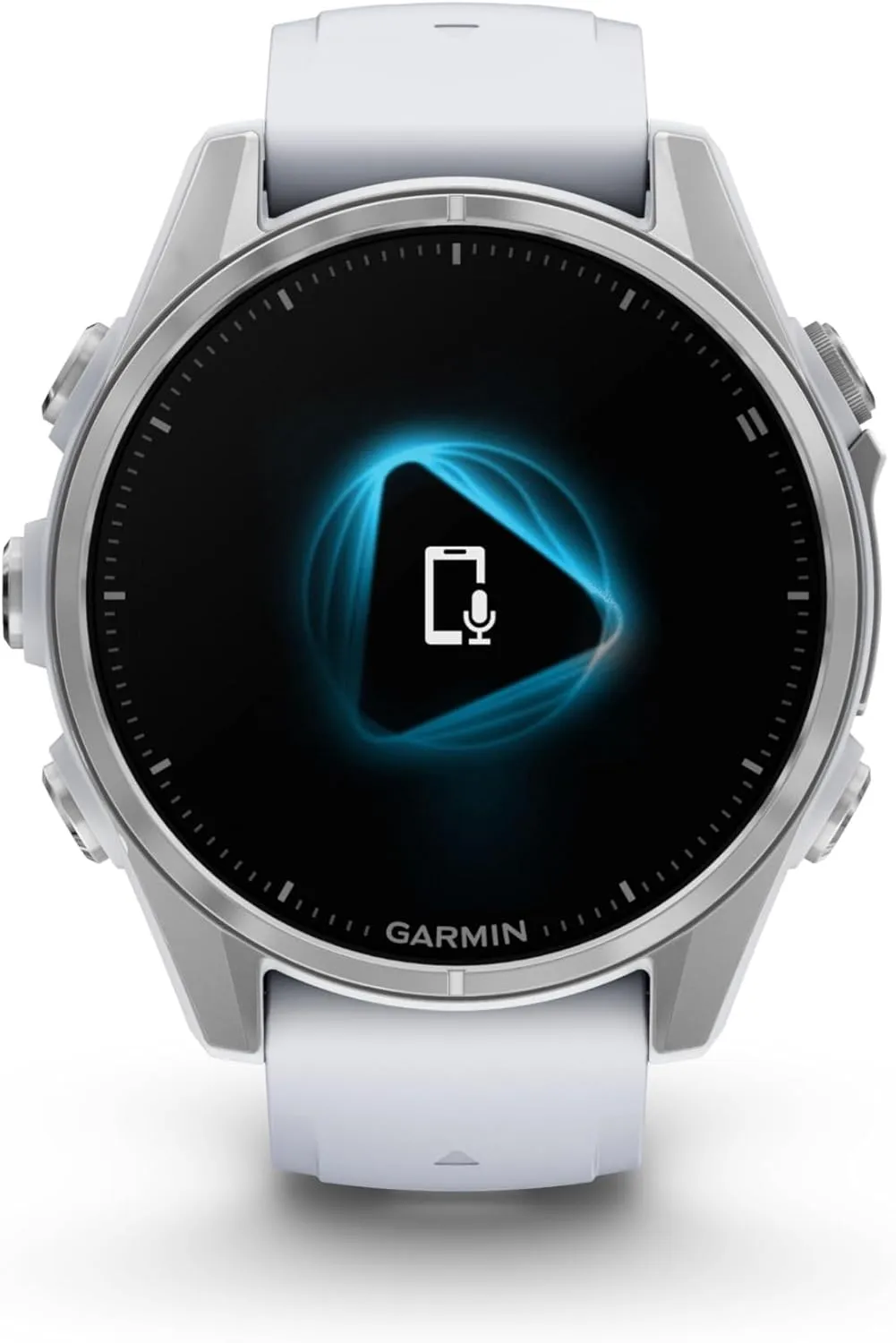 Garmin Fenix 8 – 43 mm, AMOLED Multisport GPS Smartwatch, Silver with Whitestone Silicone Band, Built-in LED Flashlight, Voice Control, Dive-Rated with Wearable4U White Earbuds Bundle