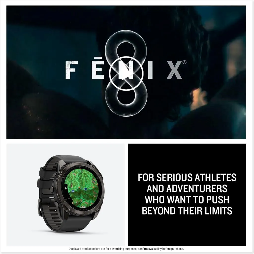 Garmin fēnix® 8 – 51 mm, AMOLED, Sapphire, Premium Multisport GPS Smartwatch, Long-Lasting Battery Life, Dive-Rated, Built-in LED Flashlight, Carbon Gray DLC Titanium with Pebble Gray Band