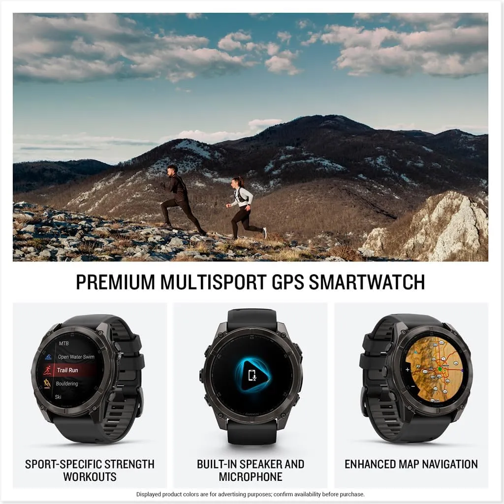 Garmin fēnix® 8 – 51 mm, AMOLED, Sapphire, Premium Multisport GPS Smartwatch, Long-Lasting Battery Life, Dive-Rated, Built-in LED Flashlight, Carbon Gray DLC Titanium with Pebble Gray Band