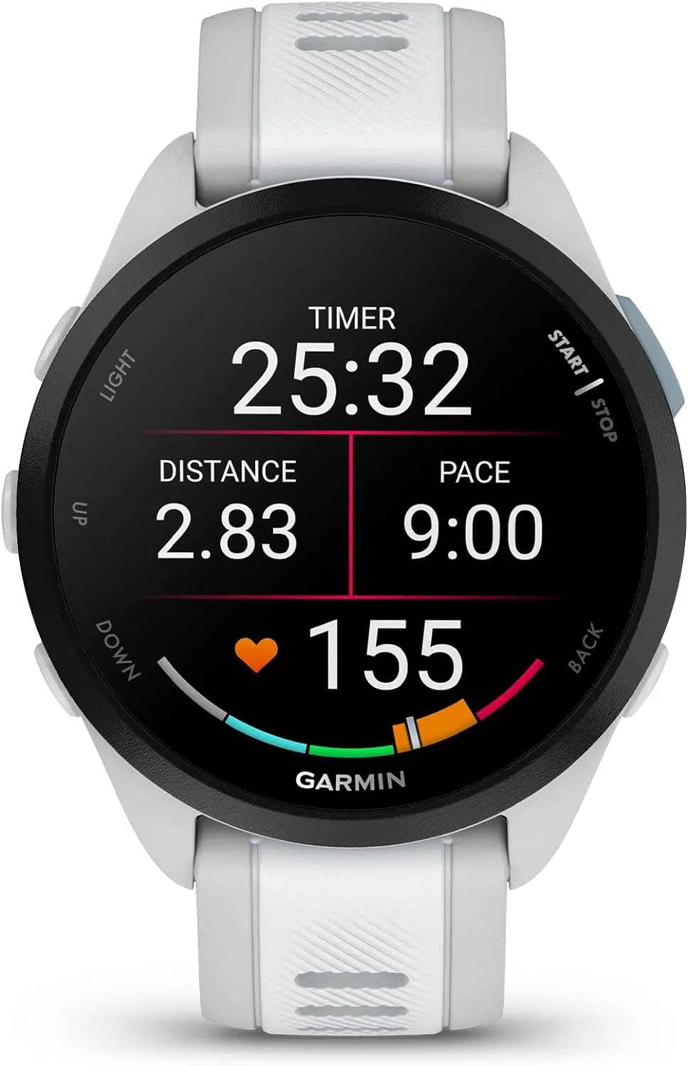 Garmin Forerunner 165 Music, Running Smartwatch, Colorful AMOLED Display, Training Metrics and Recovery Insights, Music on Your Wrist, Whitestone