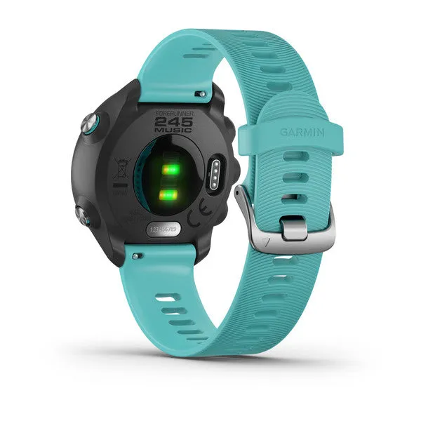Garmin Forerunner 245 GPS Running Smartwatch with Included Wearable4U 3 Straps Bundle (Aqua Music 010-02120-22, Blue/Lime/White)