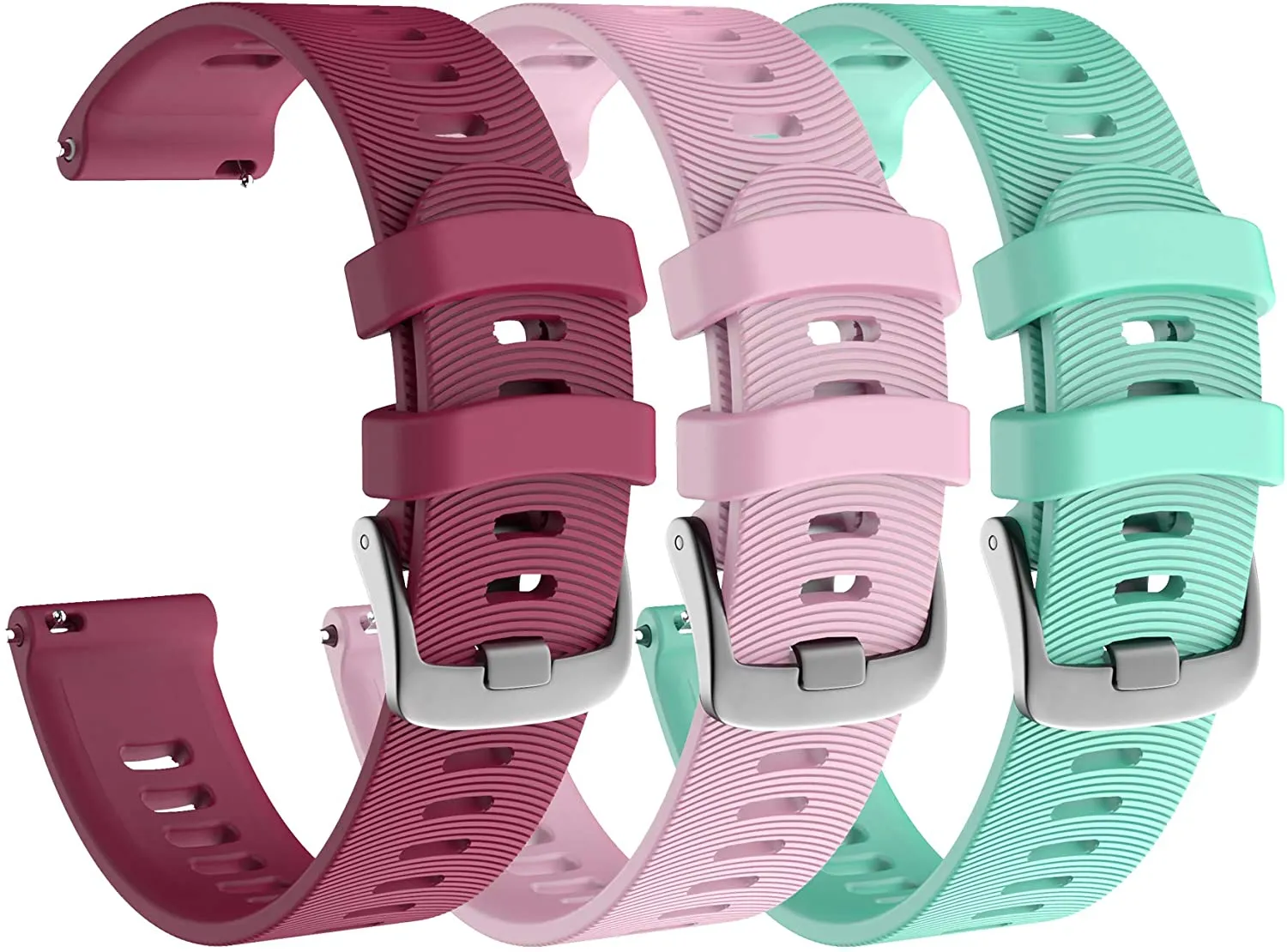Garmin Forerunner 245 GPS Running Smartwatch with Included Wearable4U 3 Straps Bundle (White Music 010-02120-21, Berry/Pink/Teal)