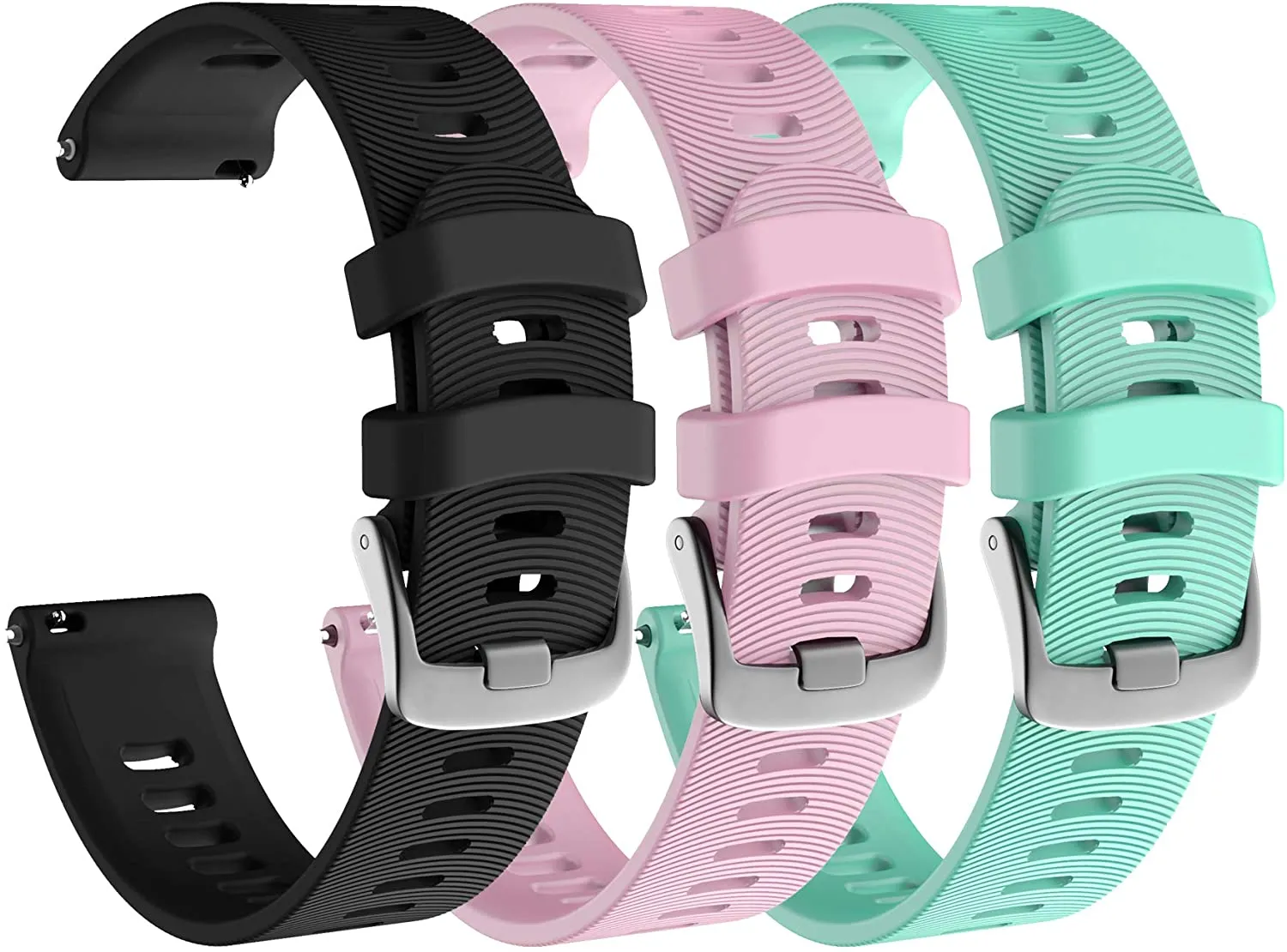 Garmin Forerunner 245 GPS Running Smartwatch with Included Wearable4U 3 Straps Bundle (White Music 010-02120-21, Black/Pink/Teal)