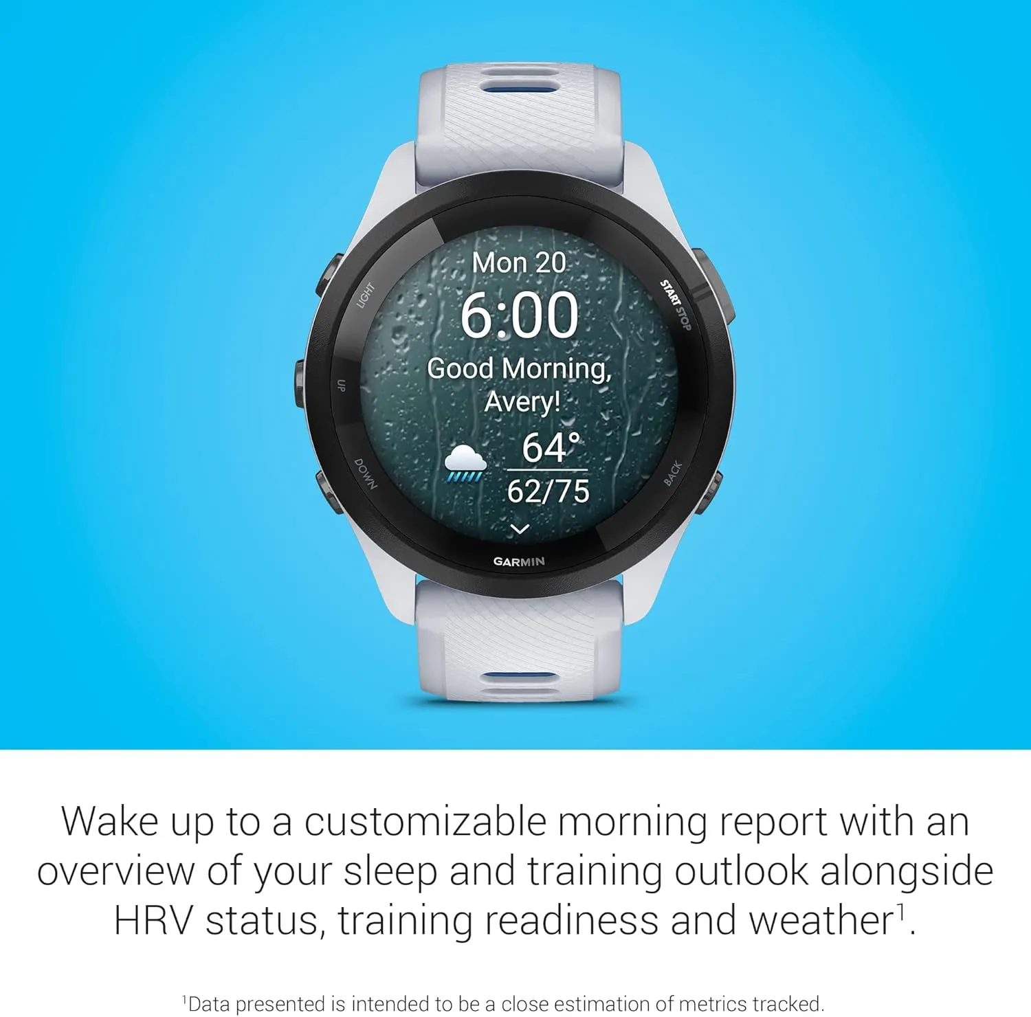 Garmin Forerunner 265 Running Smartwatch, Colorful AMOLED Display, Training Metrics and Recovery Insights, Whitestone and Tidal Blue